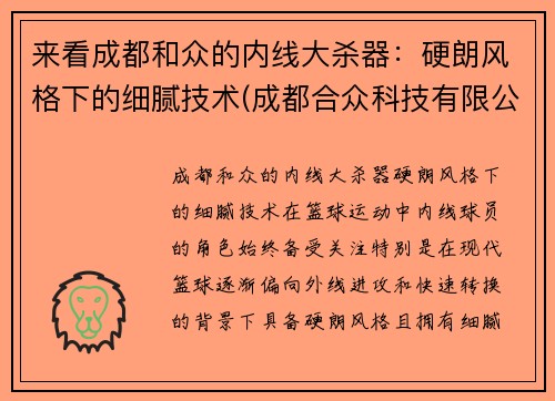 来看成都和众的内线大杀器：硬朗风格下的细腻技术(成都合众科技有限公司)